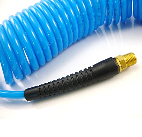 DYNAMIC POWER 25 Feet PU Recoil Air Hose With 1/4" MNPT Swivel Ends And Bend Restrictor Fittings (120 PSI) - Image 5