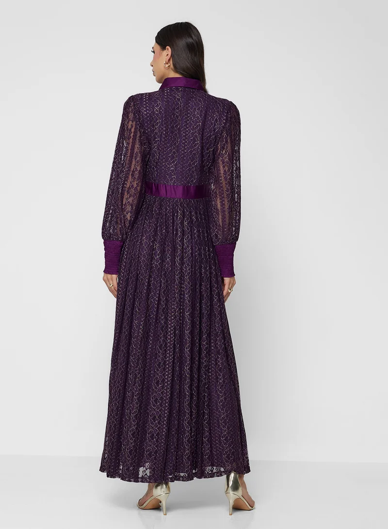 جولدن ابل Collared Long Sleeve Maxi Dress
