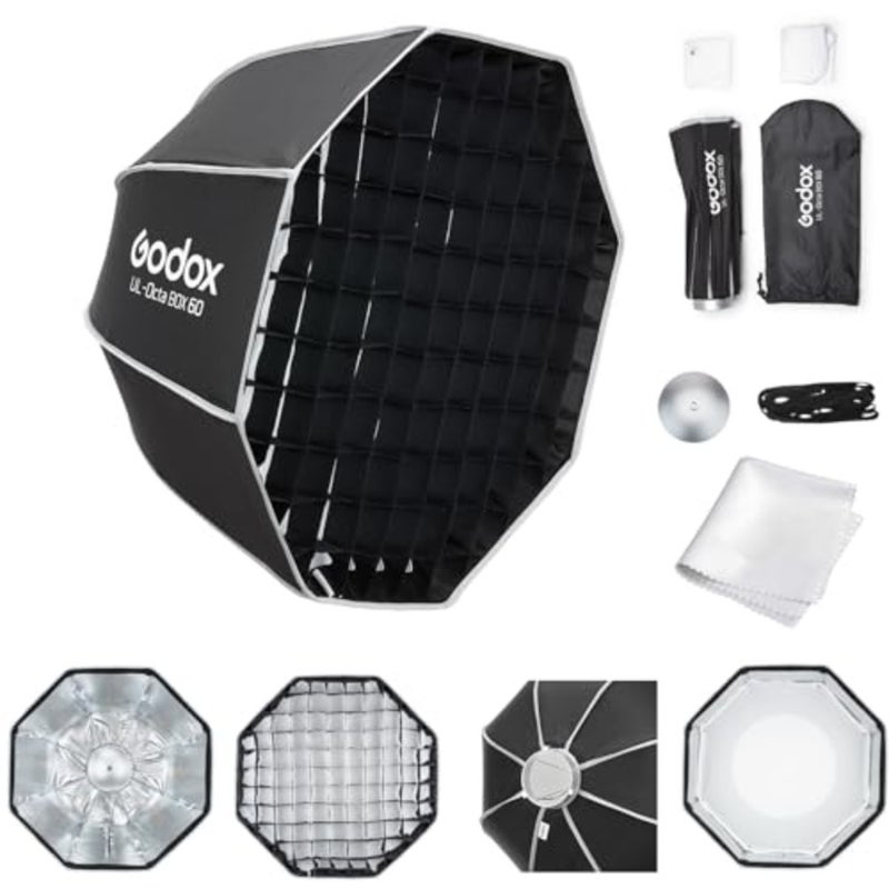 UL-Octa Quick Release Octa Softbox, Bowens Mount Softbox with Honeycomb Grid and Diffuser Plate for Portrait, Beauty and Studio Photography - Image 1