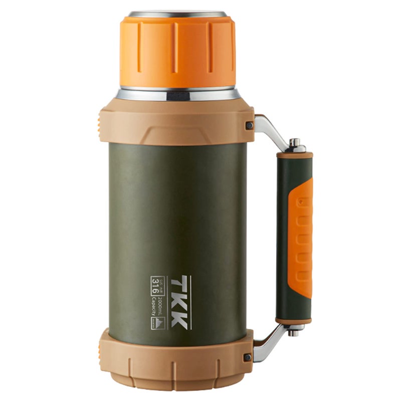 TKK Large Coffee Vacuum for Hot Drinks Stainless Steel 2QT 64oz Insulated Bottle With Cup Handle Keeps Liquids Hot And Cold For Up To 24 For Outdoor Gathering Camping - Image 1