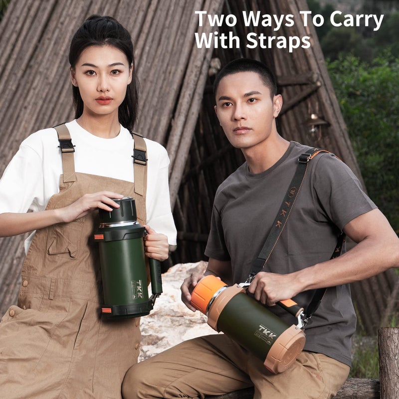 TKK Large Coffee Vacuum for Hot Drinks Stainless Steel 2QT 64oz Insulated Bottle With Cup Handle Keeps Liquids Hot And Cold For Up To 24 For Outdoor Gathering Camping - Image 4