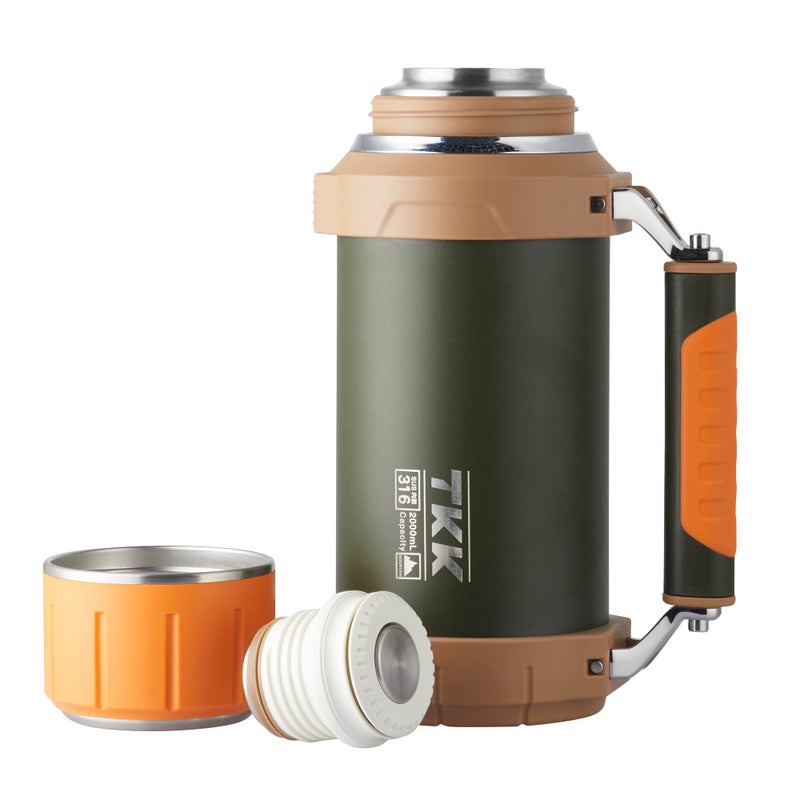 TKK Large Coffee Vacuum for Hot Drinks Stainless Steel 2QT 64oz Insulated Bottle With Cup Handle Keeps Liquids Hot And Cold For Up To 24 For Outdoor Gathering Camping - Image 3