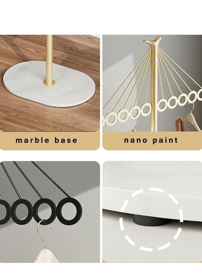 Loquat Coat Rack Freestanding, Metal Clothes Stand with 8 Hooks, Stainless Steel Coat Racks Garment Hanger Stand, Clothes Rail Organizer with Marble Base, for Hanging Scarf Clothes Hats Bags (Gold-Holes) - Image 2