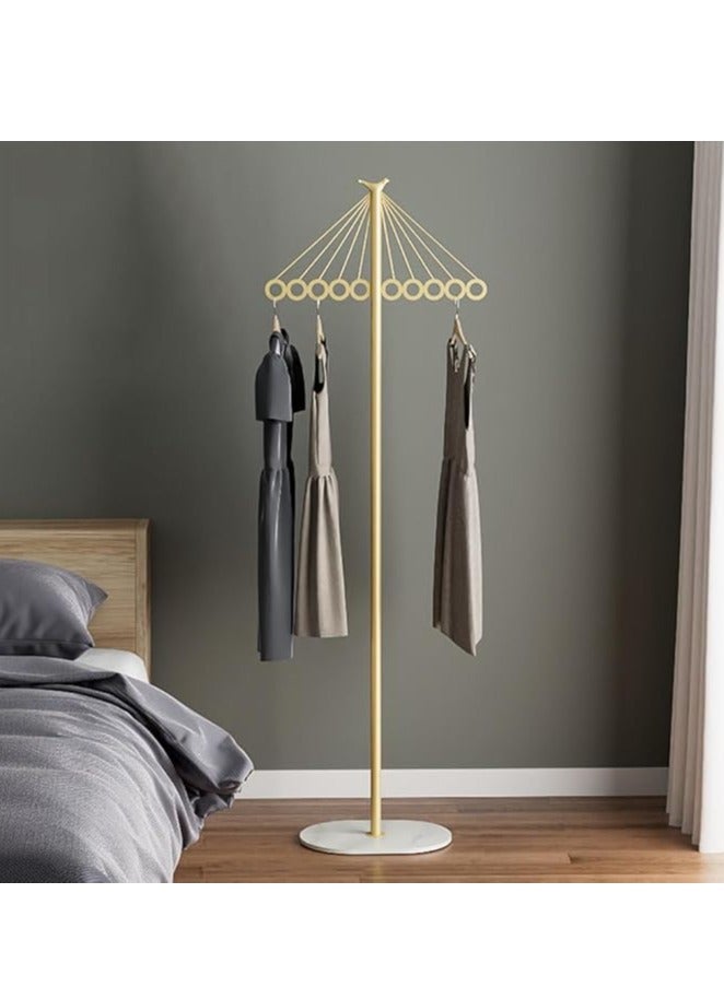 Loquat Coat Rack Freestanding, Metal Clothes Stand with 8 Hooks, Stainless Steel Coat Racks Garment Hanger Stand, Clothes Rail Organizer with Marble Base, for Hanging Scarf Clothes Hats Bags (Gold-Holes) - Image 1