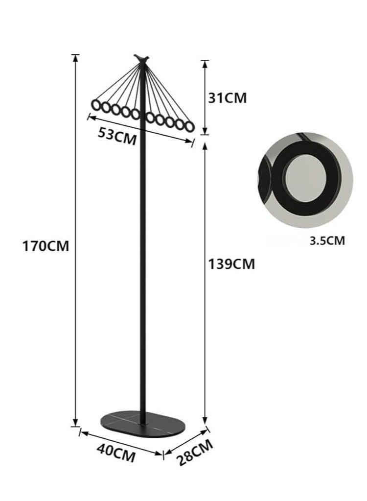 Loquat Coat Rack Freestanding, Metal Clothes Stand with 8 Hooks, Stainless Steel Coat Racks Garment Hanger Stand, Clothes Rail Organizer with Marble Base, for Hanging Scarf Clothes Hats Bags (Gold-Holes) - Image 5