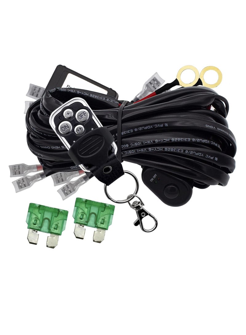 Toby's LED Work Lights Bar Remote Wiring Harness Kit 12V 40A LED Lights Remote Wiring Harness Switch Relay 16AWG Core Cable Harness 2 Leads fit for Car Fog Lights Work Driving Lights - Image 1