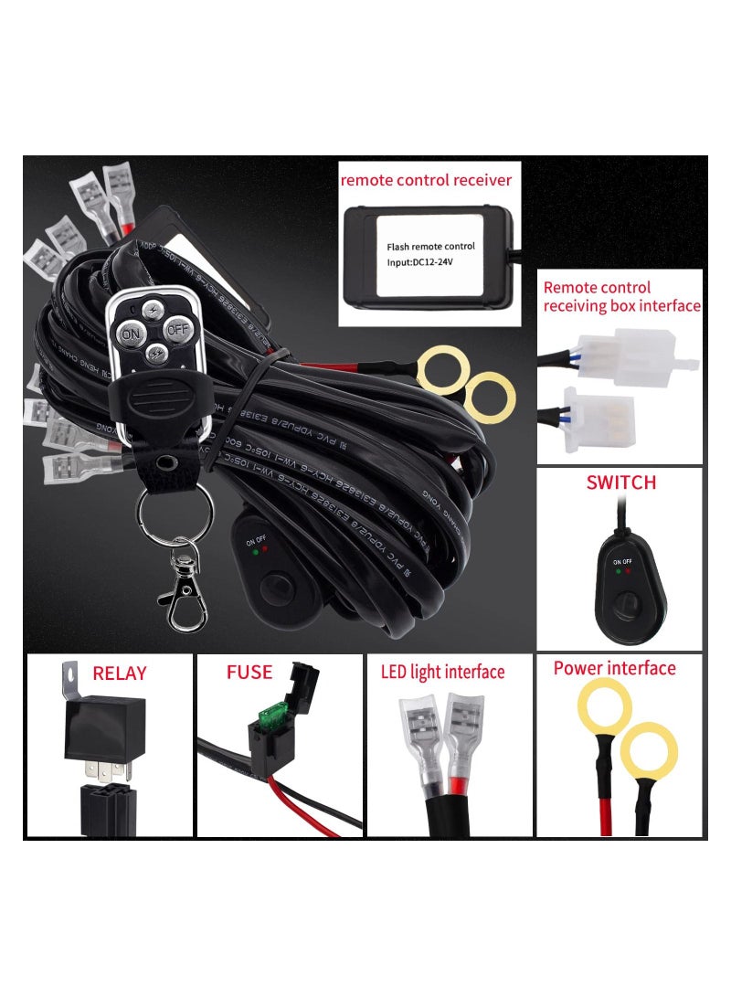 Toby's LED Work Lights Bar Remote Wiring Harness Kit 12V 40A LED Lights Remote Wiring Harness Switch Relay 16AWG Core Cable Harness 2 Leads fit for Car Fog Lights Work Driving Lights - Image 2