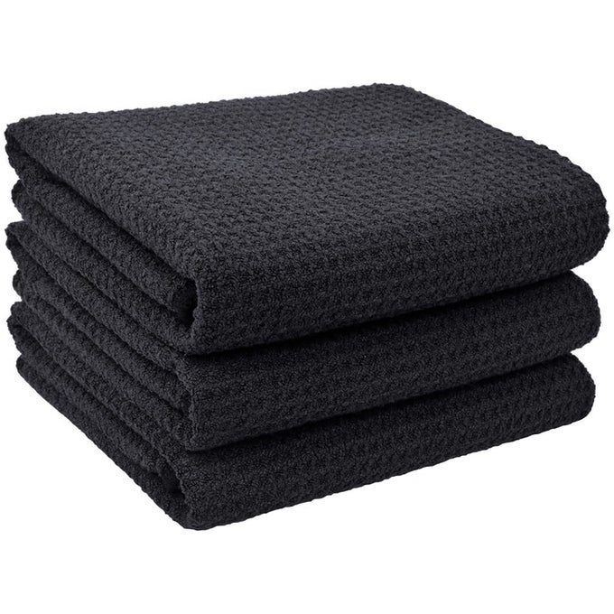 MICROFIBRE TEA TOWELS FOR KITCHEN NO FLUFF LINT RESIDUE REUSABLE KITCHEN DISH TOWELS SUPER WATER ABSORBENT DRY CLOTHS DRY QUICKLY TEA CLOTHES T TOWELS BLACK 40X60CM 380GSM