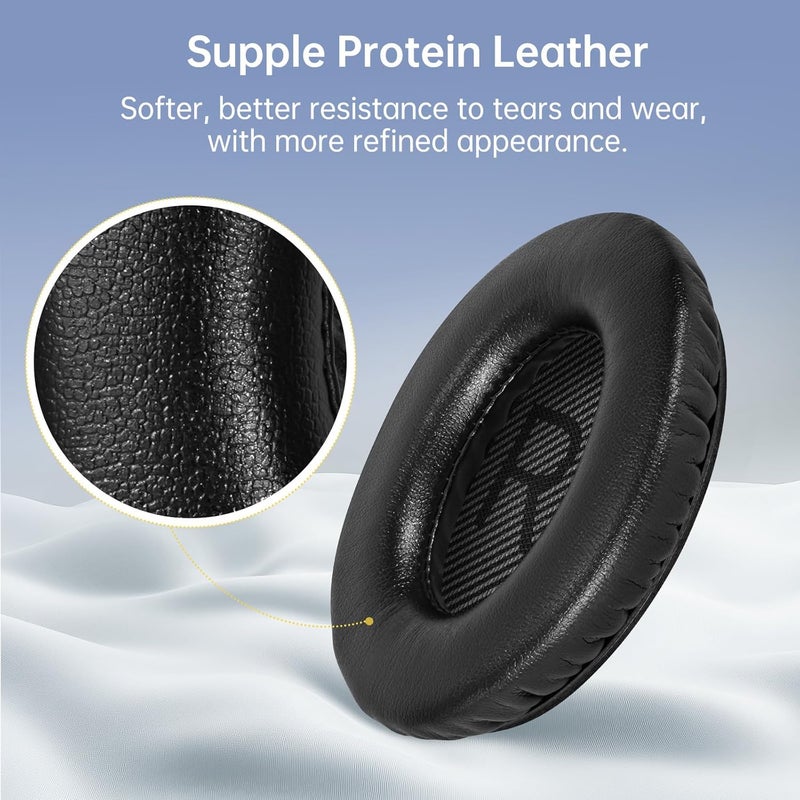 Aurivor وسادات أذن بديلة من أوريفور لسماعات Bose Quiet-Comfort QC 35 (ii) 25 15 2، وسادة مقاومة للتمزق لسماعات QC35 (ii) QC25 QC15 QC2 SoundTrue/SoundLink AE2/AE2i/AE2w حول الأذن (أسود) - Image 4