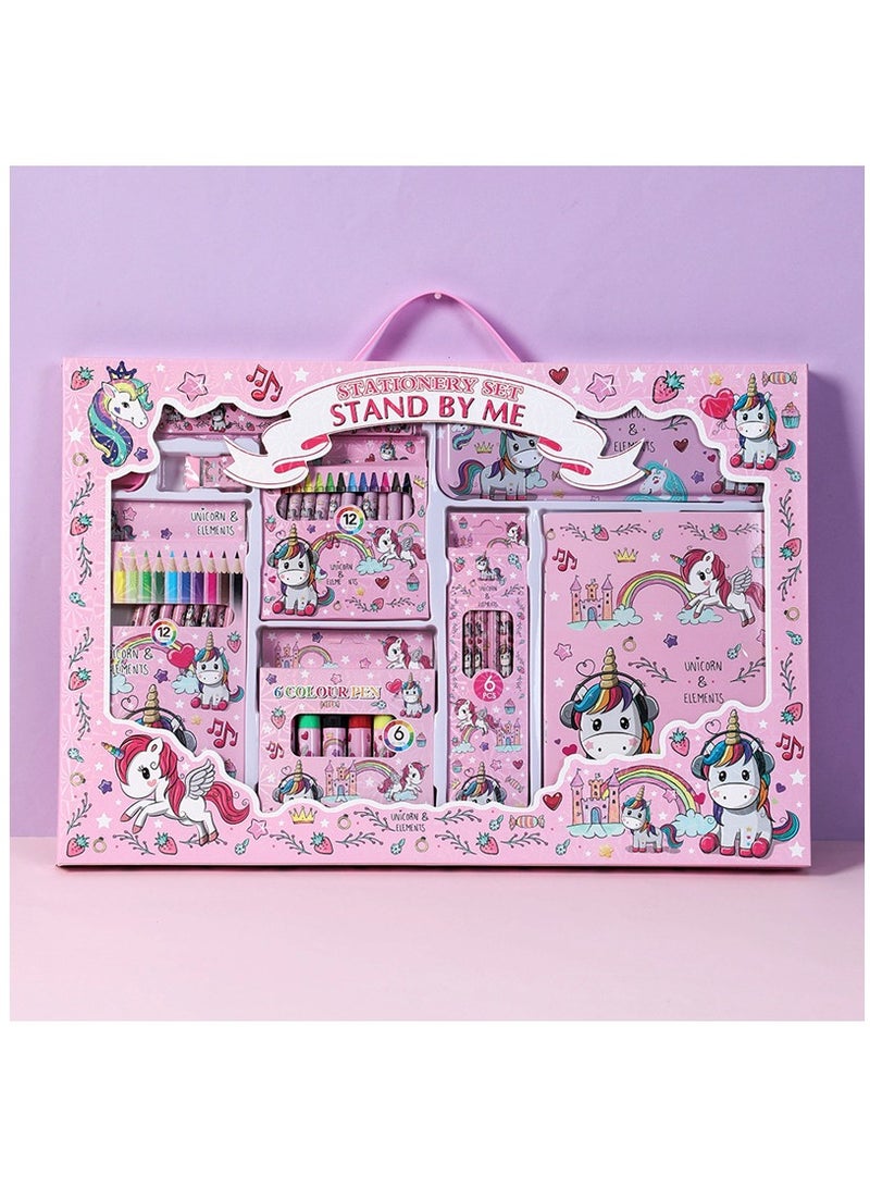 NIBEMINENT مجموعة أدوات مكتبية يونيكورن للبنات - 41 قطعة من الأدوات المكتبية للبنات صندوق أقلام وألوان وممحاة ومبراة - هدية إرجاع للبنات / مجموعة مدرسة يونيكورن للبنات، مجموعة أدوات مكتبية هدايا إرجاع - Image 2