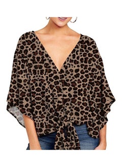NIBEMINENT V-Neck Casual Shirts Coffee  - Image 1
