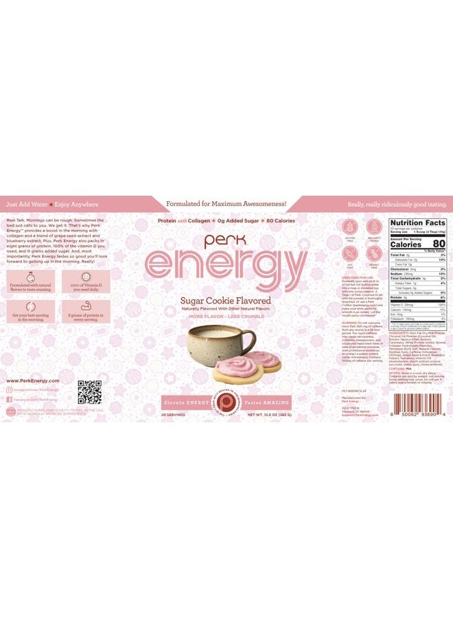 PERK Energy Original Sugar Cookie Flavored Drink Powder (20 Servings) - Gluten-Free, Peanut-Free - Image 5