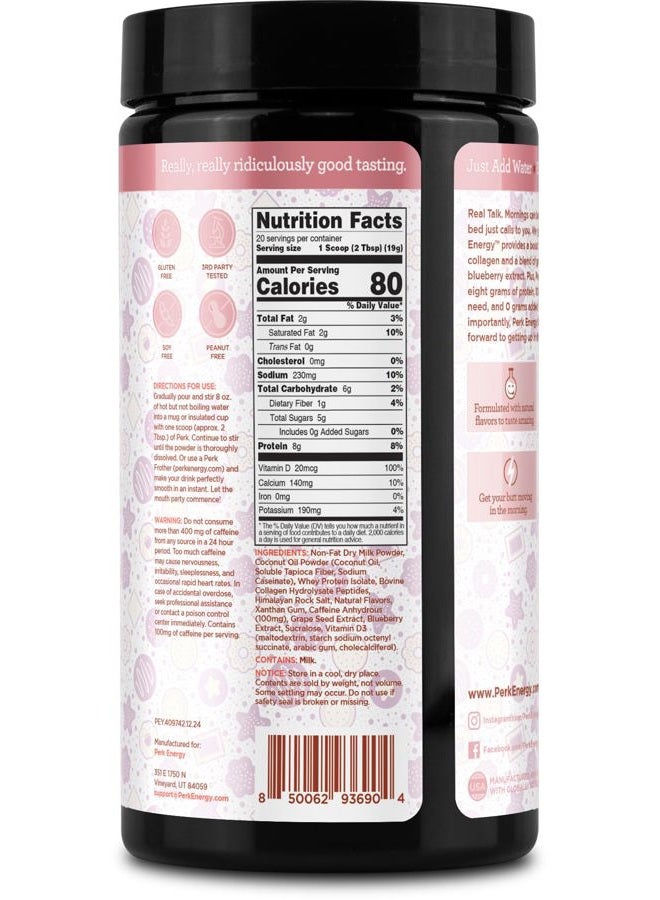 PERK Energy Original Sugar Cookie Flavored Drink Powder (20 Servings) - Gluten-Free, Peanut-Free - Image 4