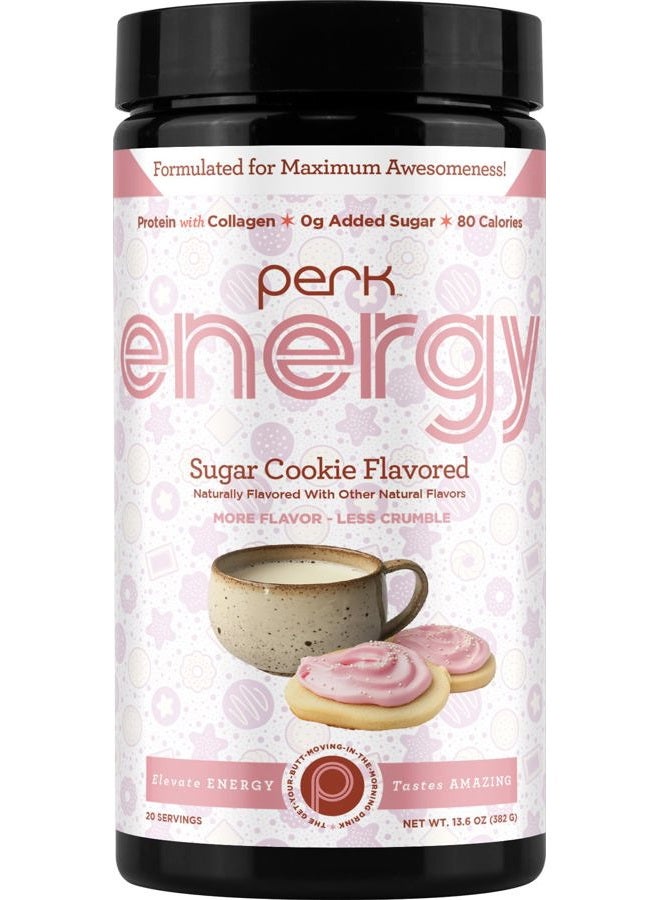 PERK Energy Original Sugar Cookie Flavored Drink Powder (20 Servings) - Gluten-Free, Peanut-Free - Image 1