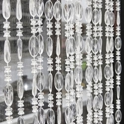 ave split Beaded Curtain Doorways Acrylic Hanging Door Beads String Curtains Tassel Room Divider Screen Decor for Doorway Window Living Room Wedding (1, Clear, 39 inch x 78.7 inch), ES041 - Image 1