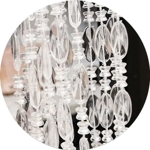 ave split Beaded Curtain Doorways Acrylic Hanging Door Beads String Curtains Tassel Room Divider Screen Decor for Doorway Window Living Room Wedding (1, Clear, 39 inch x 78.7 inch), ES041 - Image 2