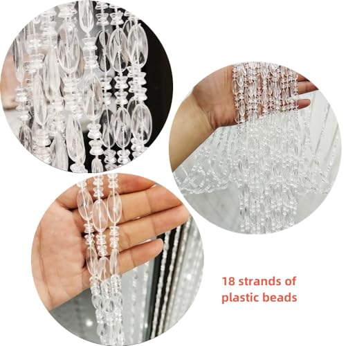 ave split Beaded Curtain Doorways Acrylic Hanging Door Beads String Curtains Tassel Room Divider Screen Decor for Doorway Window Living Room Wedding (1, Clear, 39 inch x 78.7 inch), ES041 - Image 3