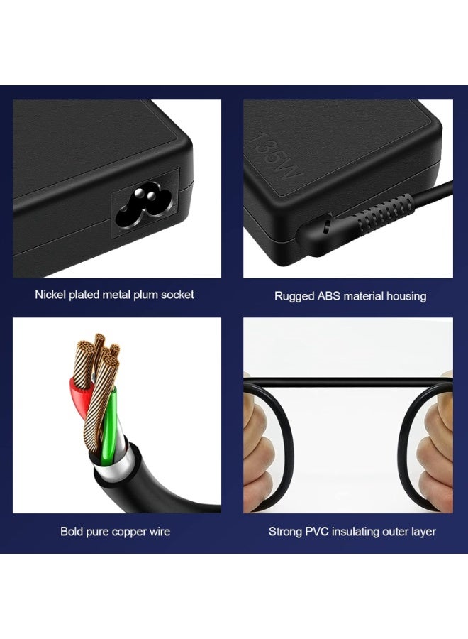 KENSUO 135W USB Laptop Charger Lenovo Power Supply Adapter for Lenovo IdeaPad Y40 Y50 Y70 Y40-70 Y50-70 Y520 Y530 Y70-70 Y700 Y700-15ISK Y7000P ThinkPad T440P T450P T460P T470P T540P W540 W541 ADL135NLC3A  - Image 5