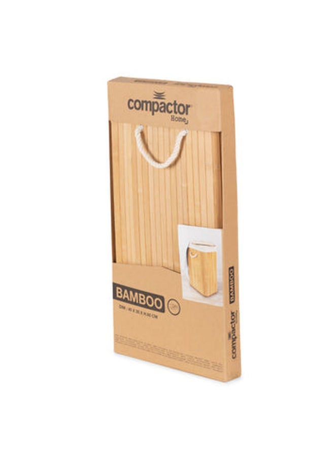COMPACTOR Foldable Space-Saving Bamboo Laundry Basket Beige and White 60 x 30 x 40 cm RAN5217 - Image 5