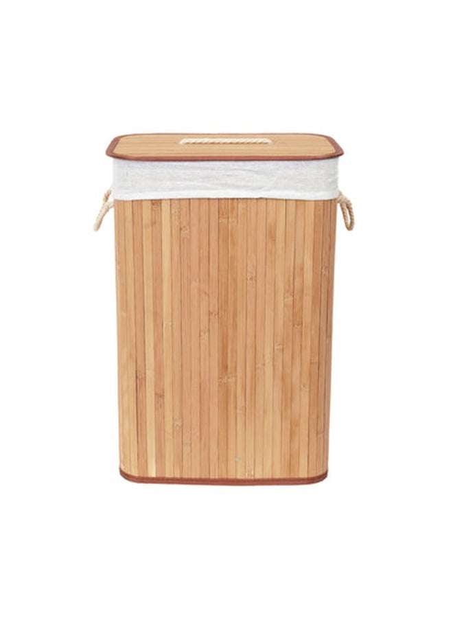 COMPACTOR Foldable Space-Saving Bamboo Laundry Basket Beige and White 60 x 30 x 40 cm RAN5217 - Image 4