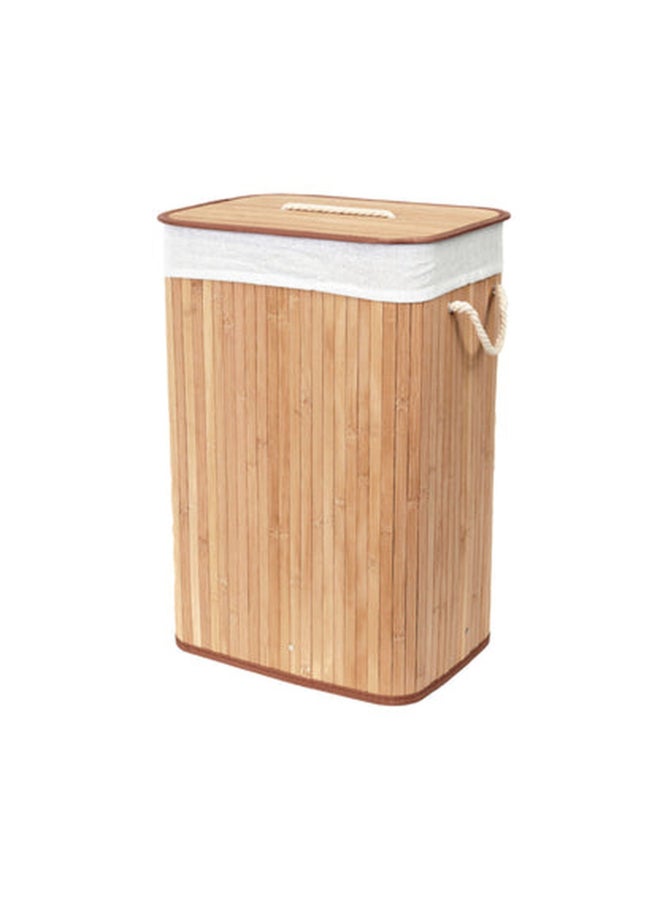 COMPACTOR Foldable Space-Saving Bamboo Laundry Basket Beige and White 60 x 30 x 40 cm RAN5217 - Image 2