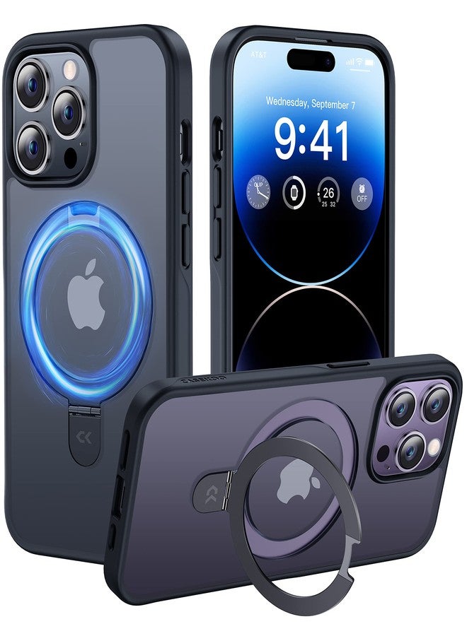 CASEKOO Designed for iPhone 14 Pro Max Case with Magnetic Invisible Stand [Military Drop Protection] [Compatible with MagSafe] Shockproof Slim Translucent Matte Promax Case 6.7", Black - Image 1