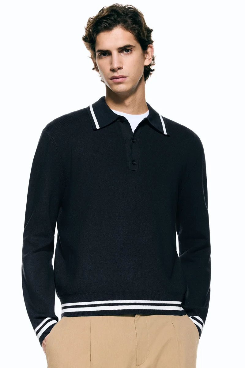 H&M Relaxed Fit Long-sleeved Polo shirt