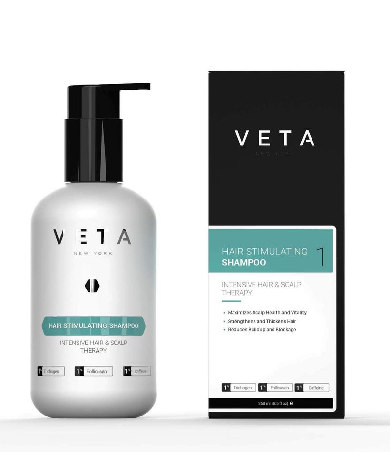 Veta Hair Stimulating Shampoo, 8.5 fl. oz - Sulfate-Free, Restores Growth Cycle, 1% Trichogen, 1% Follicusan, Unscented, Unisex, All Hair Types, Color Treated - Image 1