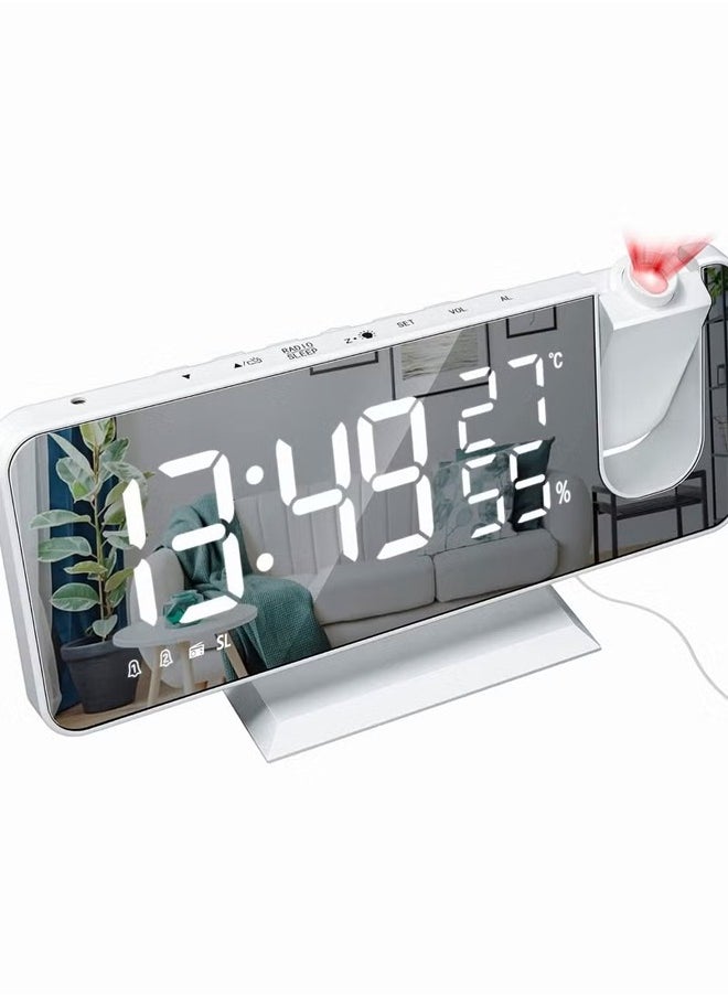 Generic - Projection Alarm Clock Digital Clock with 180° Rotating Projector LED Display USB Charging Progressive Volume 12/24 Hours Bedroom Digital Alarm Clock - Image 1