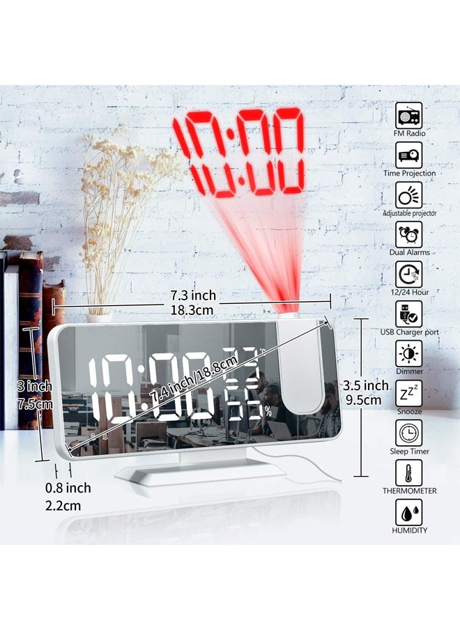 Generic - Projection Alarm Clock Digital Clock with 180° Rotating Projector LED Display USB Charging Progressive Volume 12/24 Hours Bedroom Digital Alarm Clock - Image 1