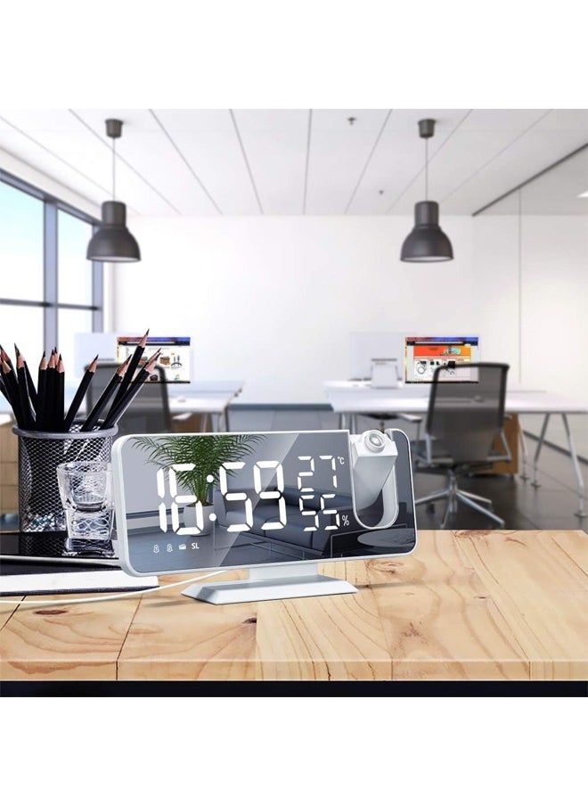 Generic - Projection Alarm Clock Digital Clock with 180° Rotating Projector LED Display USB Charging Progressive Volume 12/24 Hours Bedroom Digital Alarm Clock - Image 1