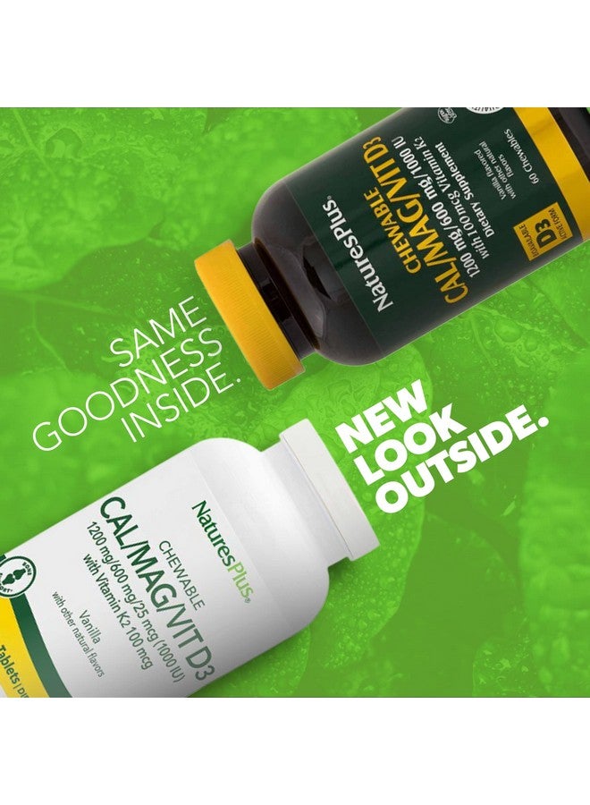 Nature's Plus Naturesplus Chewable Cal/Mag/Vit D3 With Vitamin K260 Chewable Tablets Vanilla Flavor Bone Health Supplement With Calcium Magnesium Vitamin D3 And K2 Glutenfree 30 Servings - Image 3