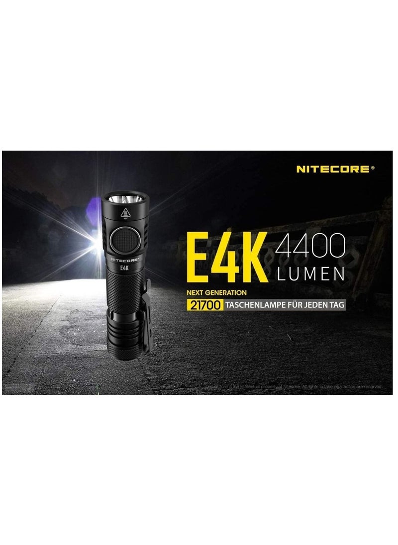 NITECORE - مصباح يدوي NITECORE E4K 4400 لومن EDC مع بطارية قابلة لإعادة الشحن USB-C بسعة 5000 مللي أمبير في الساعة - Image 1