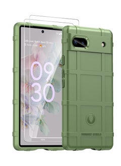 Phone Case Designed for Google Pixel 6a with Screen Protector Military Grade Shockproof Silicone TPU Protective Cover 6A 5G 6.1” (Green)