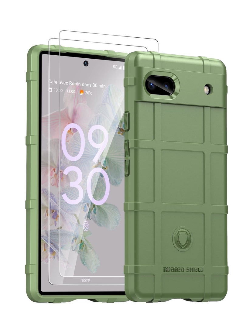 Y&D - Phone Case Designed for Google Pixel 6a with Screen Protector Military Grade Shockproof Silicone TPU Protective Cover 6A 5G 6.1” (Green) - Image 1