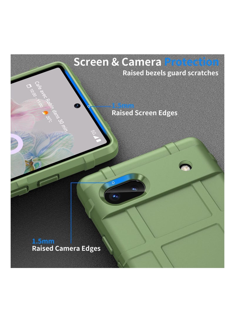 Y&D - Phone Case Designed for Google Pixel 6a with Screen Protector Military Grade Shockproof Silicone TPU Protective Cover 6A 5G 6.1” (Green) - Image 1