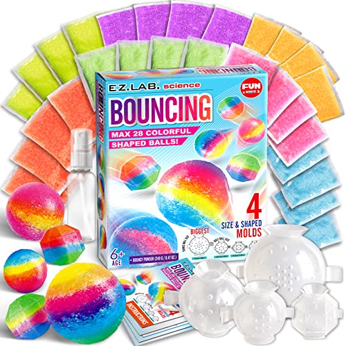 FUN KIDZ Big Bouncy Ball Kit for Kids, FunKidz DIY Ultimate Magic Bouncy Balls Making Kit Science Craft Projects Birthday Party Activities for Boys Girls Ages 6-12 Includes Tennis Size Ball Model and Powder - Image 1