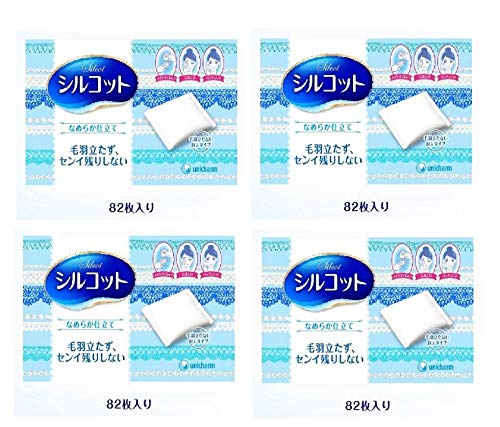 Unicharm قطن وجه يونيشارم سيلكوت 82 ورقة × 4 عبوات - Image 1