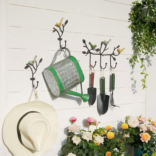 SOFFEE DESIGN Vintage Wall-Mounted Coat Rack with 3 Hooks, Birds Standing on Tree Branch with Rustic Paint Heavy Duty Wall Hanging Key Holder, Farmhouse Coat Hooks for Towels, Hats, Scarves - Image 2