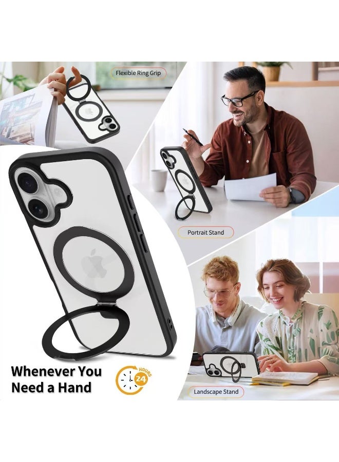 iPhone 16 MagSafe Case Magnetic Back Cover,【Full Shockproof Protection】 transparent back,  Magnetic Cover with Invisible Stand, Slim Phone Cover with Strong Magnet for Apple 16 Plus - Image 3