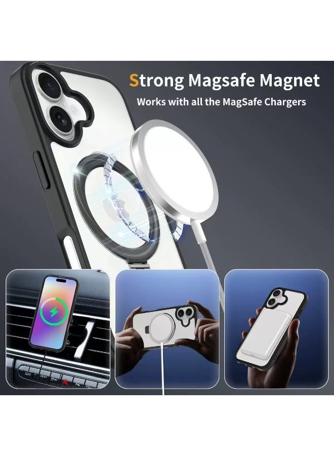 iPhone 16 MagSafe Case Magnetic Back Cover,【Full Shockproof Protection】 transparent back,  Magnetic Cover with Invisible Stand, Slim Phone Cover with Strong Magnet for Apple 16 Plus - Image 4