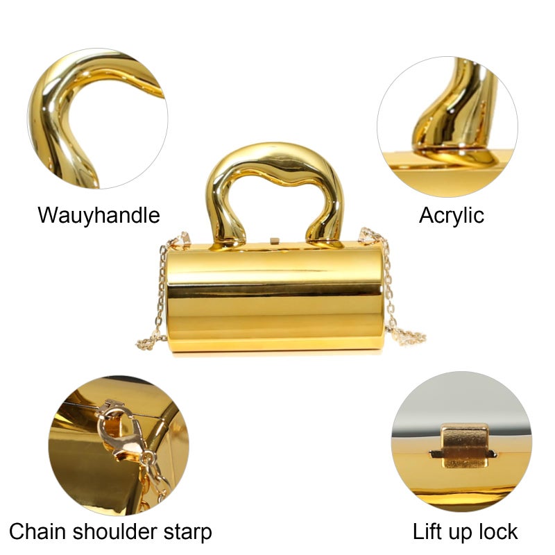 BagHeiyy Gold Purse, Clutch Purses for Women, Acrylic Clutch Y2k Purse Satchel Crossbody Bags Women's Evening Parties Handbag (Gold) - Image 5
