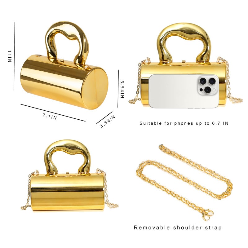 BagHeiyy Gold Purse, Clutch Purses for Women, Acrylic Clutch Y2k Purse Satchel Crossbody Bags Women's Evening Parties Handbag (Gold) - Image 4