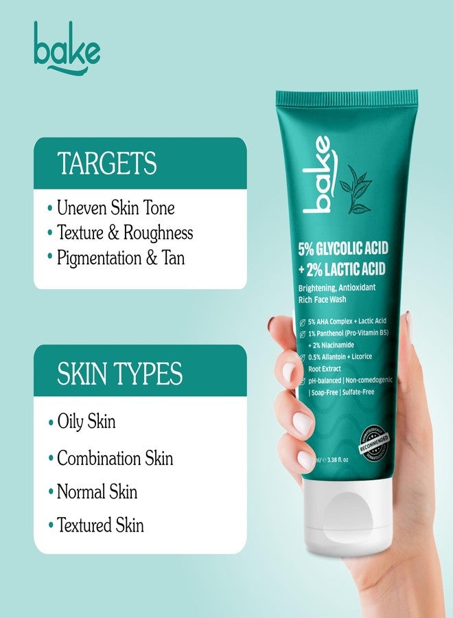 BAKE 5% Glycolic Acid Face Wash for Dark Spots & Pigmentation | For Tan Removal & Dull Skin | Daily Brightening & Glowing Face Wash - 100ml - Image 3