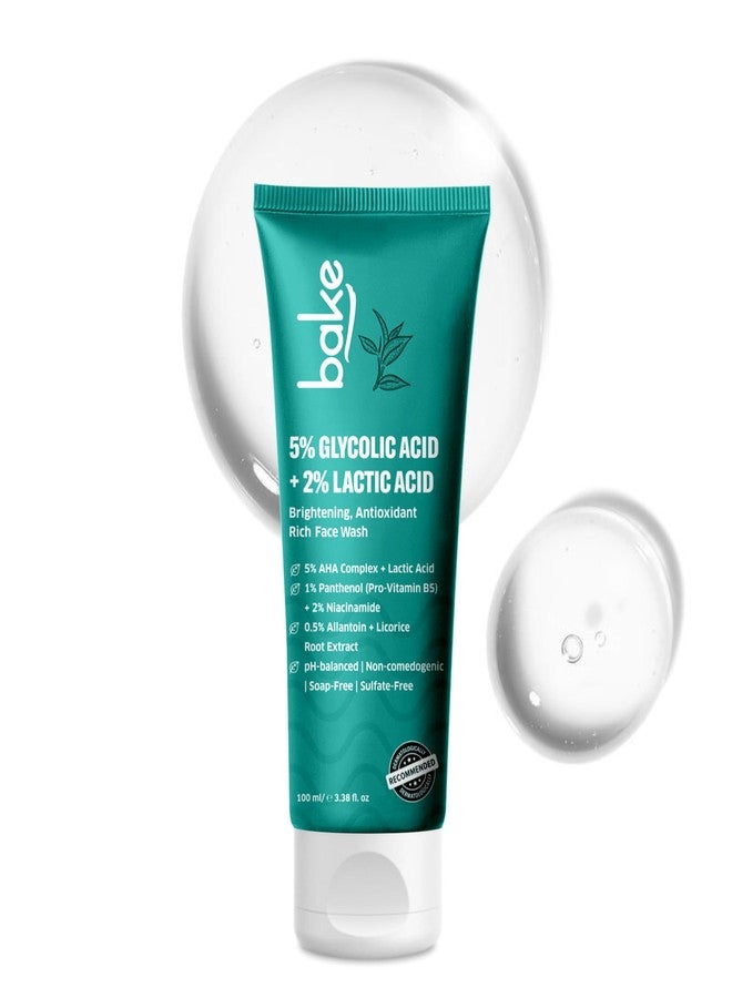 BAKE 5% Glycolic Acid Face Wash for Dark Spots & Pigmentation | For Tan Removal & Dull Skin | Daily Brightening & Glowing Face Wash - 100ml - Image 1
