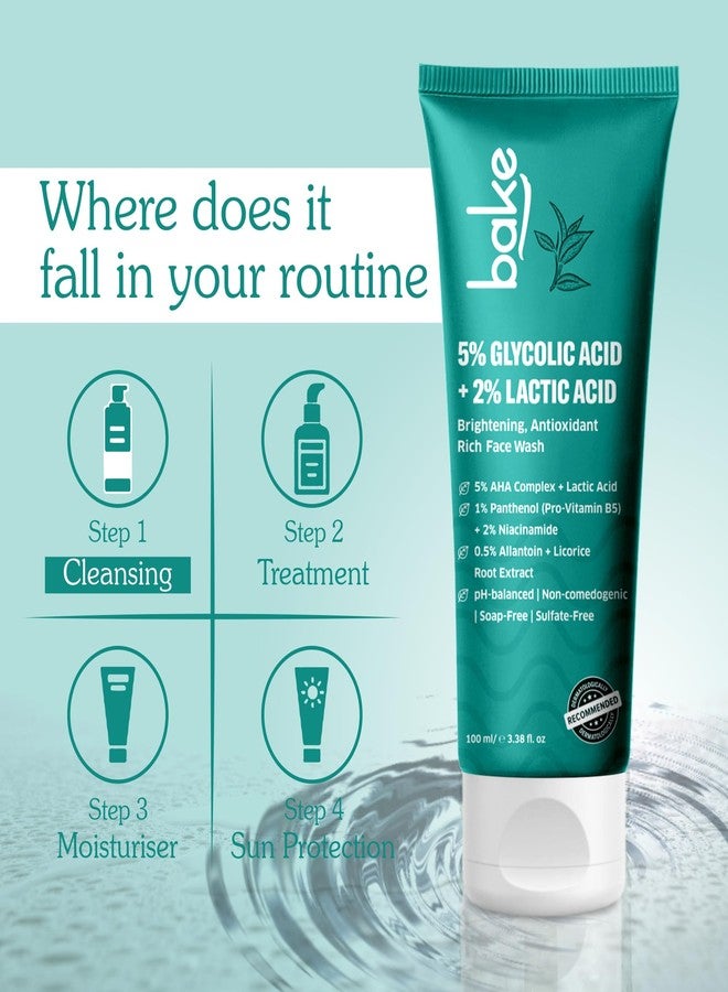 BAKE 5% Glycolic Acid Face Wash for Dark Spots & Pigmentation | For Tan Removal & Dull Skin | Daily Brightening & Glowing Face Wash - 100ml - Image 5