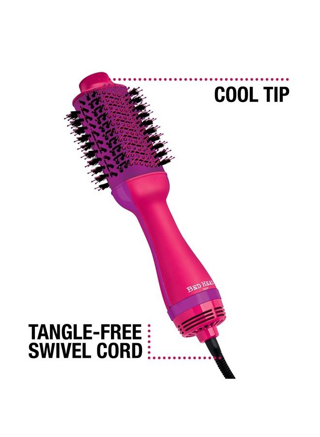 BED HEAD One Step Volumizer and Hair Dryer | Dry, Straighten, Texture, Style in One Step (Pink)