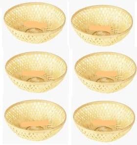 Avika Bamboo Basket for Home, Kitchen, Gift Decoration, Food Serving Bowl, Used for Snacks, Decor Your Dinning Table, Size :- 5" X 3" (PAK of 6) - Image 2