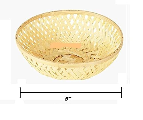 Avika Bamboo Basket for Home, Kitchen, Gift Decoration, Food Serving Bowl, Used for Snacks, Decor Your Dinning Table, Size :- 5" X 3" (PAK of 6) - Image 3