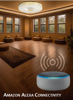 Vmax Smart Modern LED Ceiling Light with Alexa Connectivity & Remote Control, Round Cristal Glass 40 Cm Dimmable Warm & Cool White Light for Living Dining Room Bedroom Hallway Office Balcony Kidsroom Study  - Image 3
